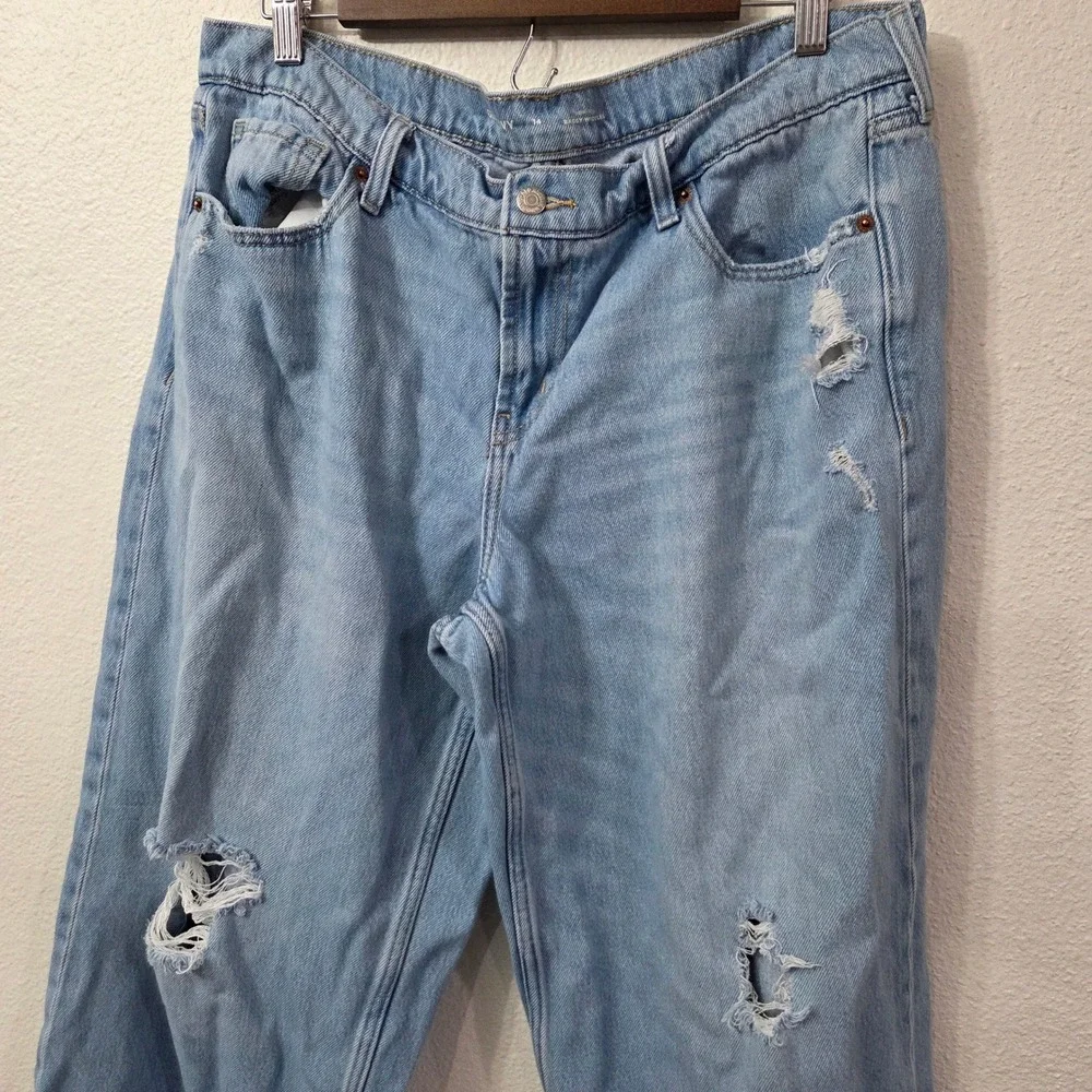 Old Navy Baggy Wide‎ leg Low Rise Jeans Light Wash Womens size 14